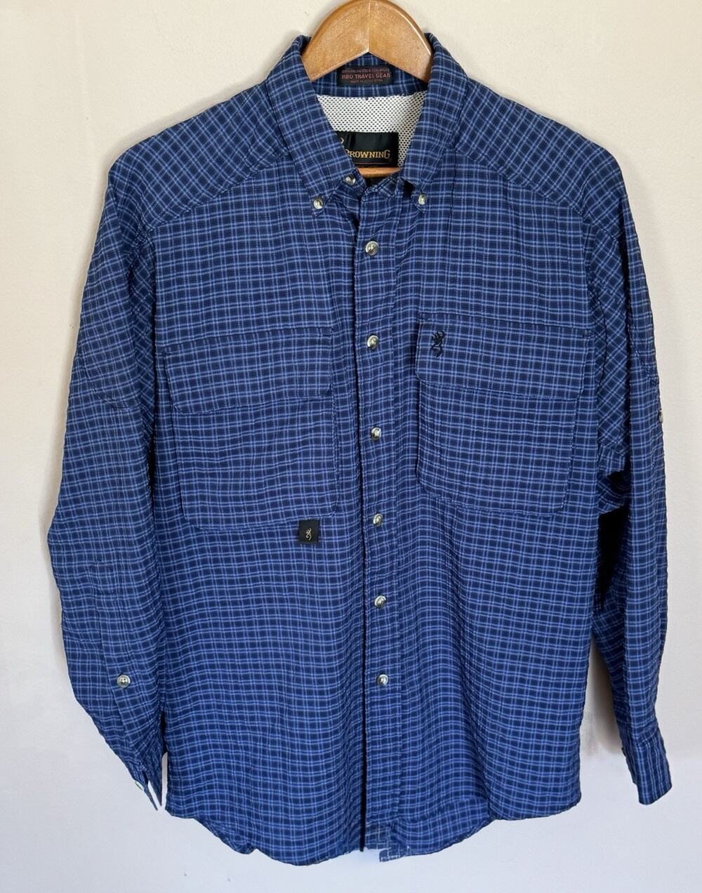 Browning Men's Blue Long Sleeve Button Down Medium